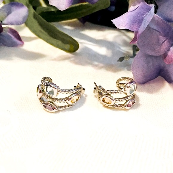 SOLD Sterling Topaz Amethyst Peridot Citrine Ear - Picture 6 of 14